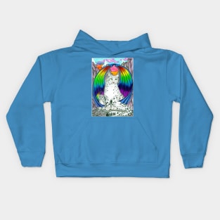 Snow leopards with rainbow wings Kids Hoodie